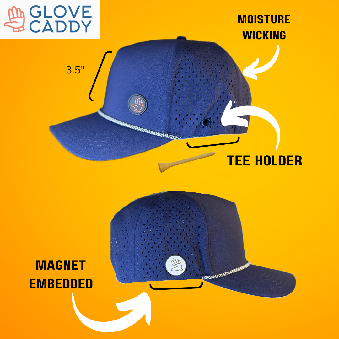 Glove Caddy Pro TechHat: Integrated Magnetic Marker and Tee Storage